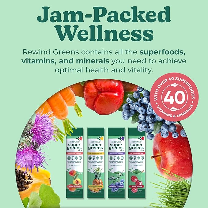 Best Tasting Vita Variety Sample Stick Pouch - Super Greens Powder Packets - Delicious Green Juice Drink Mix with Amazing Flavor - Over 40 Superfoods - Variety Pack (12 Sticks)