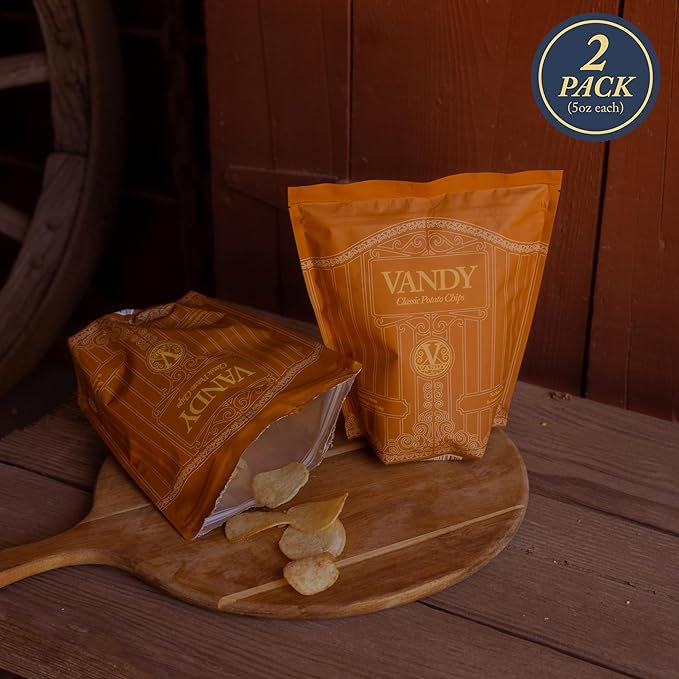 Vandy Crisps Potato Chips - Seed Oil Free Snacks - Gluten Free Potato Chip - Made with Potatoes, Grass-Fed Beef Tallow, Sea Salt, & French Onion Blend - 2 Pack, 5 Ounce Each (French Onion)