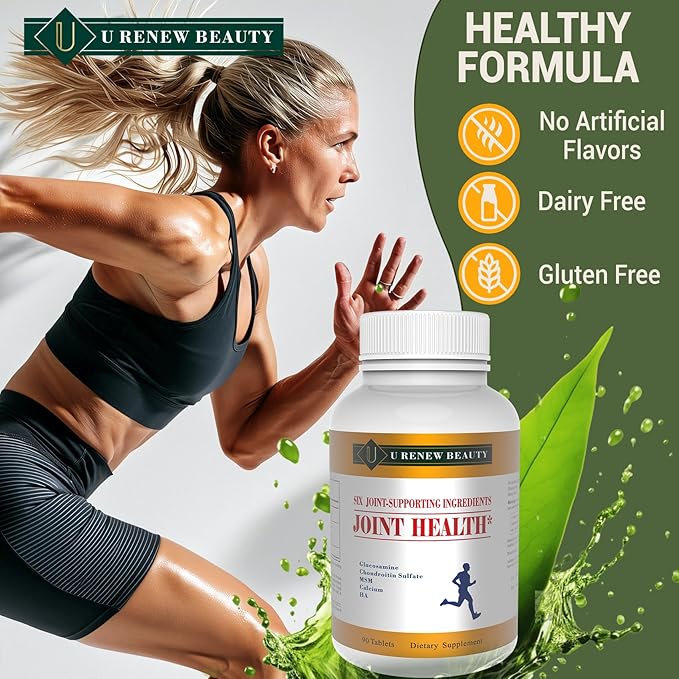 Glucosamine Chondroitin MSM and Hyaluronic Acid Supplements with Glucosamine Hydrochloride 1400mg&MSM 1350mg,Used for Cartilage & Joint Support&Flexibility,Non-GMO Ingredients,90 Tablets