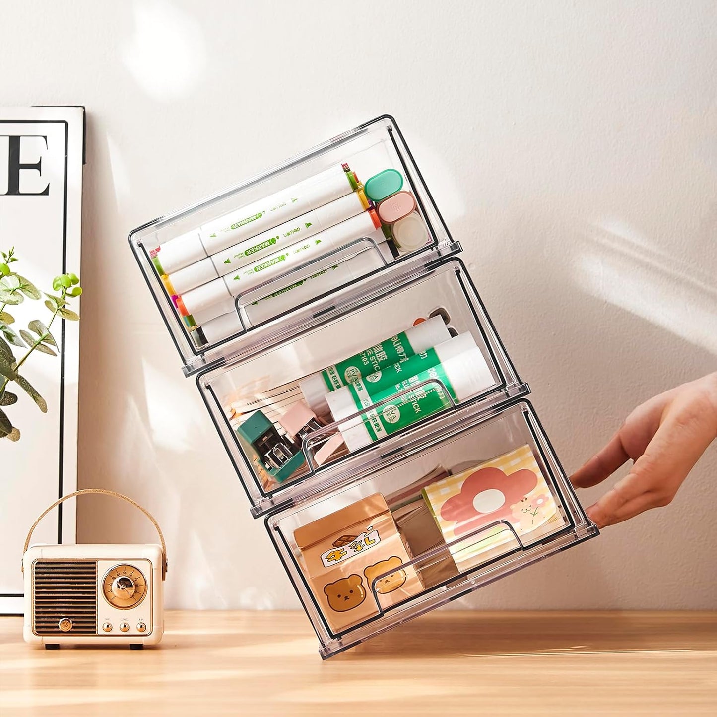 clear Drawer-Type Plastic Storage Box Bins Organizer,Family First Aid Kits Medicine cabinet Box Organizer,Closet ,Shelf,Ointments, Adhesive Bandages,Cosmetics,Office Items (clear, 2M)