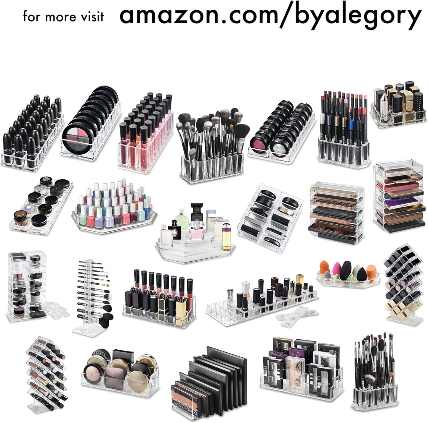 BY ALEGORY Acrylic Rollerball Perfume Organizer Beauty Scent Holder 24 Space Organization Refillable Container Tall Scented Oil Storage Display Case