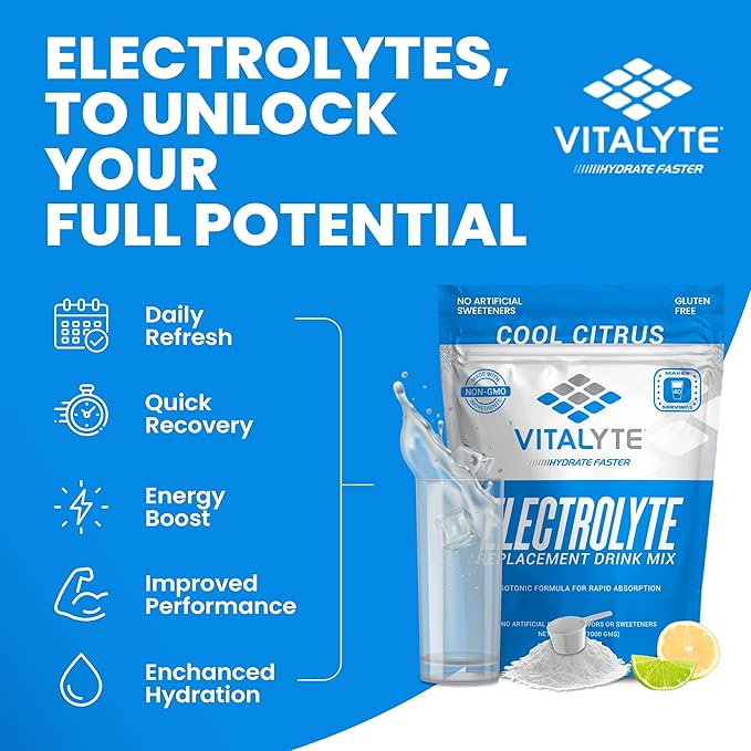 Vitalyte Electrolyte Powder (35 oz, 40 Servings Per Container)-Isotonic Drink Mix for Hydration, Energy & Recovery- Water Enhancer & Rehydration Supplement for Men, Women & Sports (Cool Citrus 2 Pack)