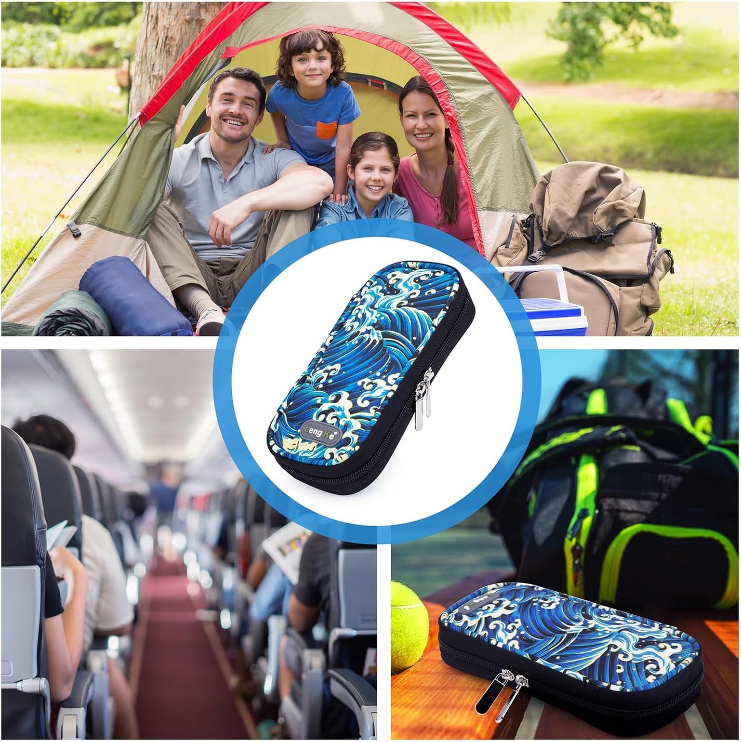 YOUSHARES Insulin Cooler Travel Case - Diabetic Case Insulated Organizer Portable Cooling Bag for Insulin Pen and Medication Diabetic Care Supplies with 2 TSA Approved Ice Pack