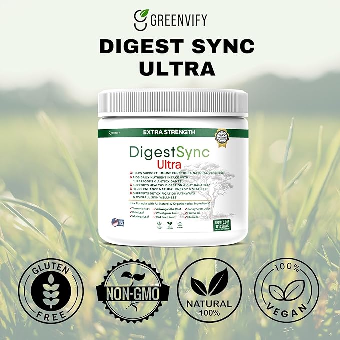 DigestSync Ultra Extra Strength Digestive Support Supplement with Organic Superfoods, 5.3 oz, 28 Servings (5)