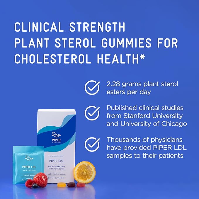 Piper Biosciences Healthy Cholesterol Gummy Supplement Containing 2280 mg Plant Sterol Esters Per Day: Clinical Strength, Vegan (112 Gummies)