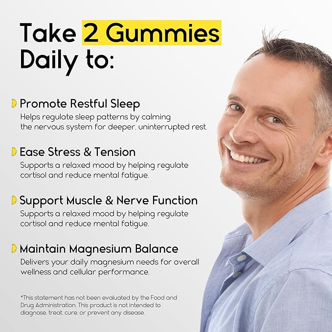 Magnesium Glycinate Gummies 400mg - Sleep Gummies for Kids & Adults - Magnesium Glycinate Chewable High Absorption for Muscle Recovery, Better Sleep & Relaxation, 60 Count, Pineapple
