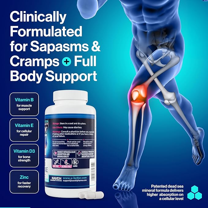 MAGNOX® Leg Cramps Buster | 380mg Magnesium for Leg Cramps at Night | Magnesium Supplement for Muscle Spasms | 3X More Absorption | Dead Sea Minerals | Sleep & Muscle | 120 Caps