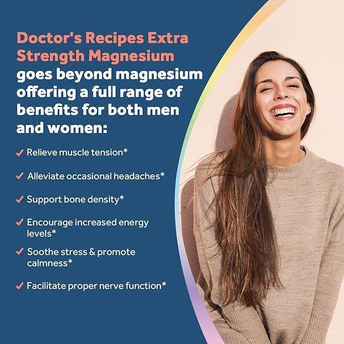 Doctor's Recipes Magnesium Glycinate, Chelated Magnesium with High Absorption & Non-Buffered, Easy on Stomach, No Gluten, Bone, Muscle, Nerve & Energy Support, 90 Tablets