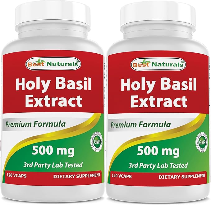 Best Naturals Holy Basil Extract 500 mg 120 VCaps (120 Count (Pack of 2))