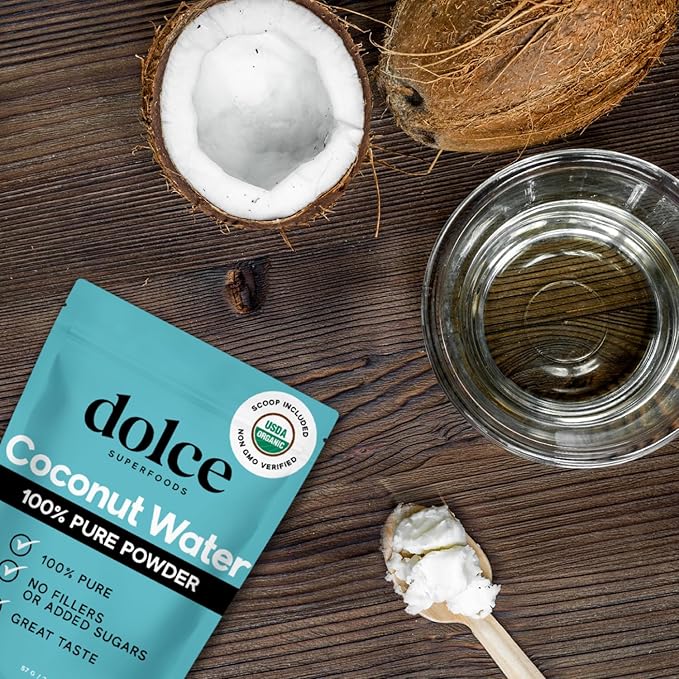 Dolce Superfoods Coconut Water Powder, Natural Electrolyte Powder for Daily Hydration & Wellness, Powdered Coconut Water with Potassium, Sodium, & Magnesium, 1lb