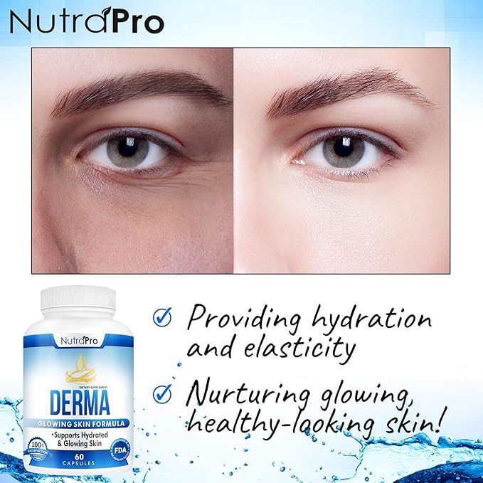 Dermal Repair Complex for Hydrated, Glowing Skin –Anti Aging Supplement with Phytoceramides & Alpha Lipoic Acid. Fast Results Hydration Pills Enhances Smoothness & Reduces Wrinkles. 60 Liquid Capsules