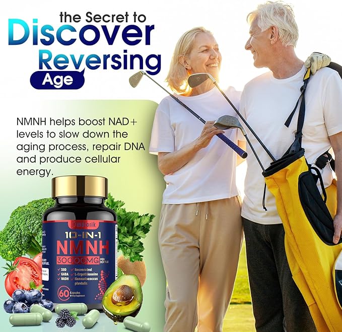 NMNH (Dihydronicotinamide Mononucleotide), 1000mg Per Serving, NAD High Purity Supplement, 60 Capsules, Gluten Free, GMP Certified for Anti-Aging, Energy, Focus - 30 Servings