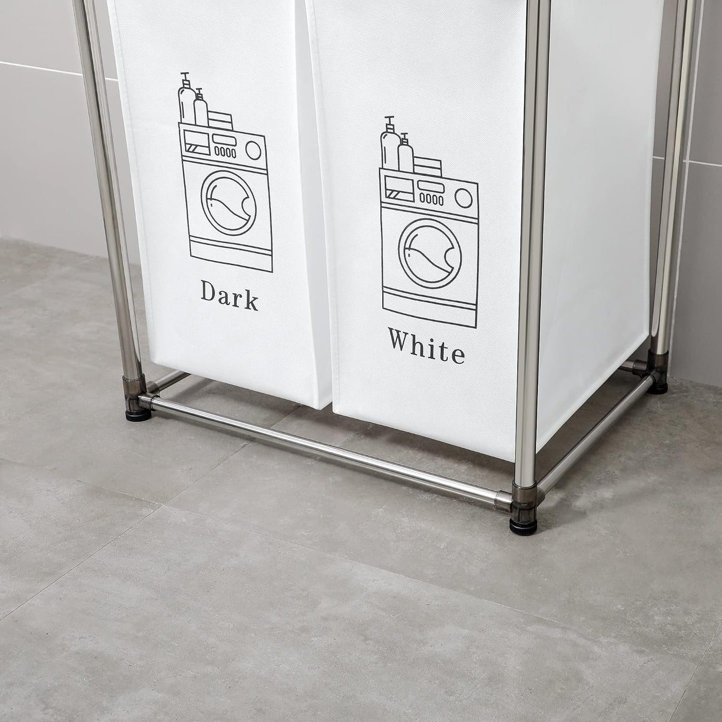 2 Tier Laundry Sorter with 4 Removable Bags for Organizing Clothes - Large Freestanding Laundry Hamper - Laundry Basket for Dirty Clothes in Laundry Room