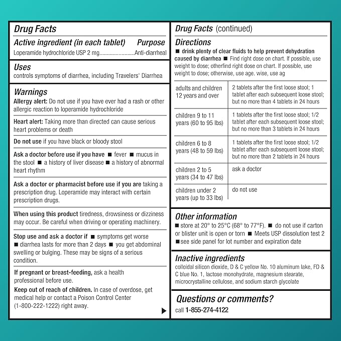 Amazon Basic Care Loperamide Hydrochloride Tablets, 2 mg, Anti-Diarrheal, 24 Count (Pack of 1) (Packaging may vary)