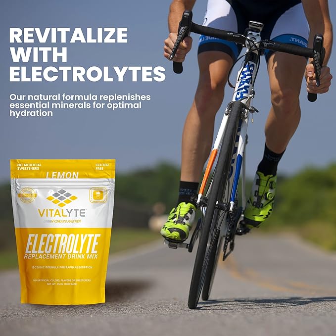 Vitalyte Electrolyte Powder Drink Mix, Isotonic Electrolyte Hydration Mix, Gluten Free Post Workout Powder Mix, Pack of 1, 35 oz., Lemon Flavor