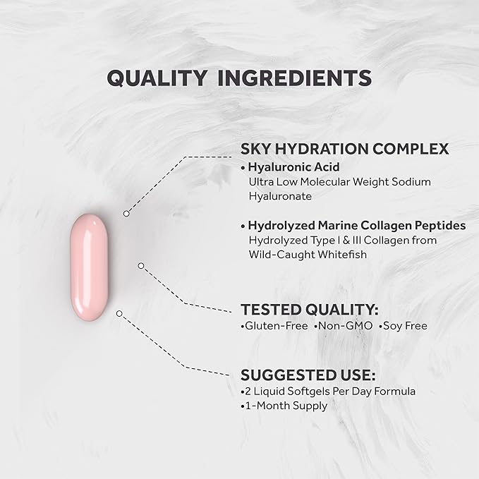 Hyaluronic Acid 200mg, 10x Better Absorption Ultra Low Molecular Weight with Collagen, Biotin, Selenium & Vitamin E | Hair, Skin, Nails & Joint Supplements | 120 Softgels