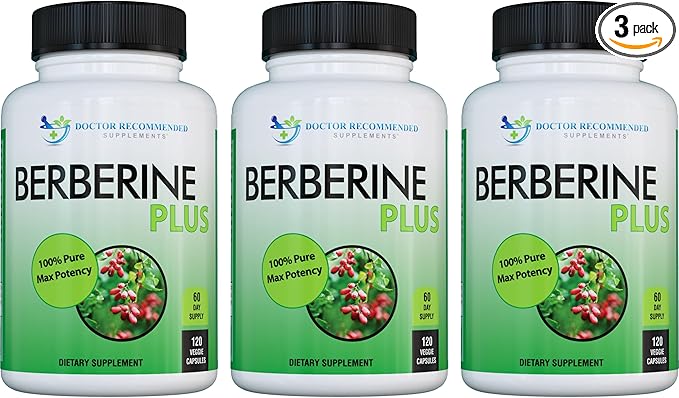 DOCTOR RECOMMENDED SUPPLEMENTS Berberine Plus 1200mg Per Serving - 120 Veggie Capsules Royal Jelly (120 Count (Pack of 3))