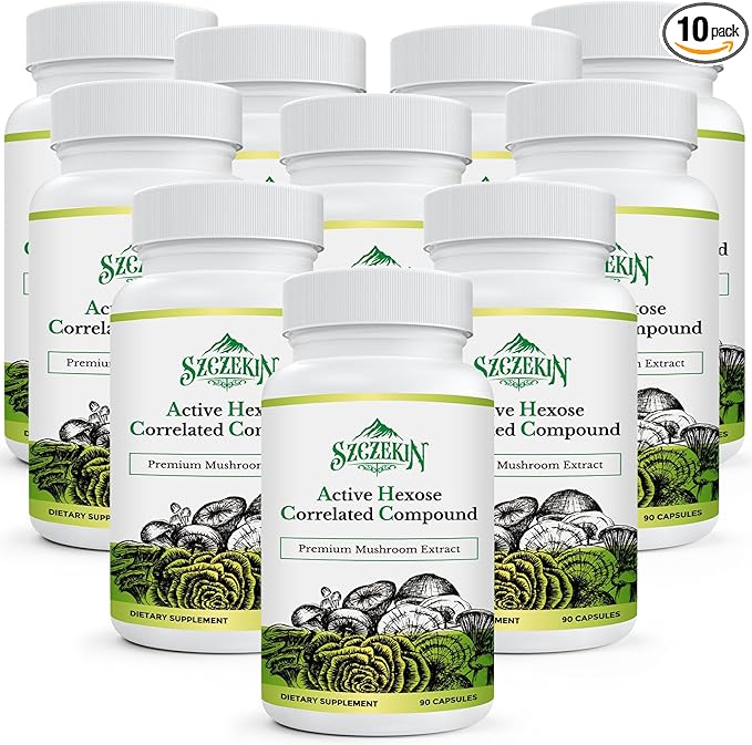 Active Hexose Correlated Compound 1500 mg Supplement, Natural 8 Mushroom Extract Supplement, Immune System, Liver Function, Natural Killer and T Cells Activity, 900 Veggie Capsules
