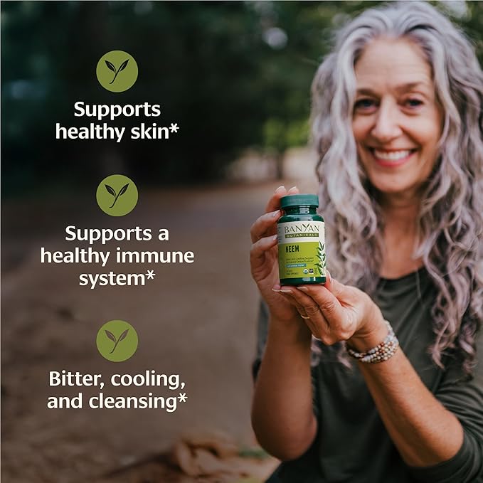 Banyan Botanicals Neem Tablets – Organic Neem Leaf (Azadirachta Indica) – Supports Natural Detoxification, Healthy Skin, and Immune Health* – 90 Tablets – Non-GMO Sustainably Sourced Vegan