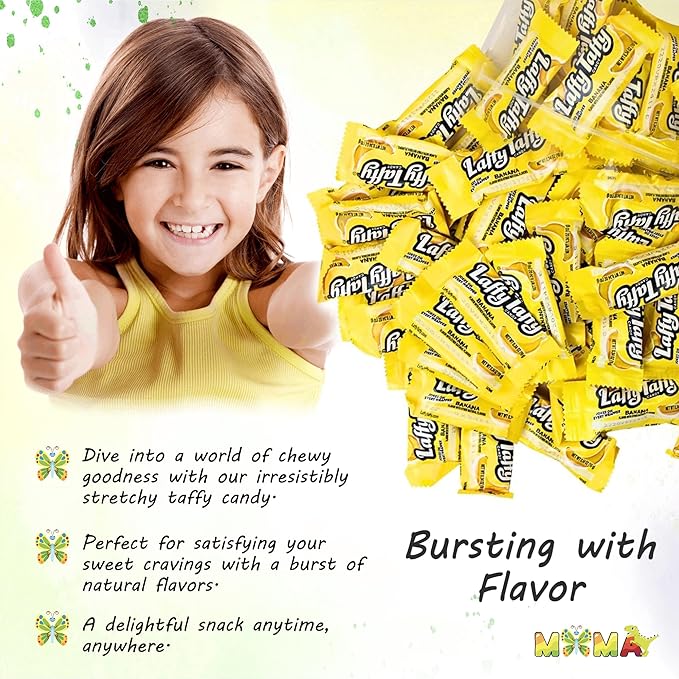 Gluten-Free Mima's Summer Mega Sale Candy - (2LB) Banana Deliciously Stretchy Candy for Thanksgiving, Snacking and Sharing - Taffy Treats Individually Wrapped