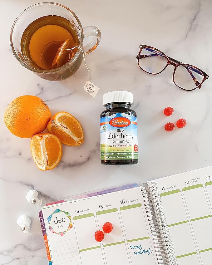 Carlson - Black Elderberry Gummies, with Vitamin C & Zinc, Immune Support, 120 Gummies