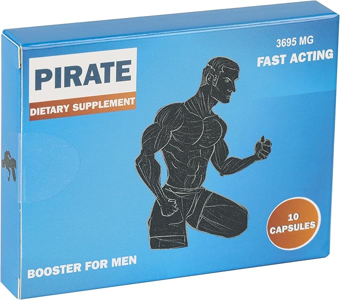 Pirate Male Supplement for Men – Fast-Acting Herbal Stamina & Energy Booster – Horny Goat Weed, Maca Root, Tongkat Ali, Muira Puama & Vitamin B6 – for Men’s Endurance, Vitality & Performance