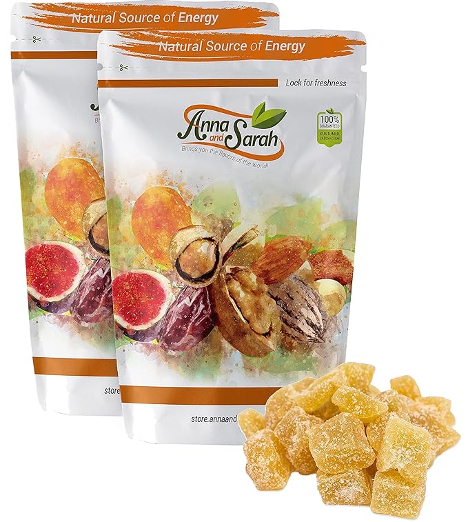 Anna and Sarah Unsulphured Crystallized Ginger Chunks in Resealable Bag, 2 lbs Pack of 2 - Total 4 Lbs