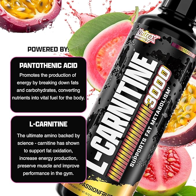 Nutrex Research Liquid Carnitine 3000 | Passionfruit Guava | Premium Liquid Carnitine, Stimulant Free