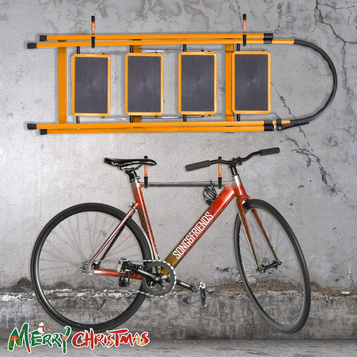 HUHOLE Heavy Duty Garage Ladder Hooks, 4PC, Black Wall Mount Ladder Hangers with 13.6" Jumbo Arm