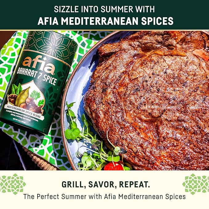 Afia - Baharat Spice Blend | Baharat 7 Spice Mix for Kofta, Kebab, Grilled Meat Seasoning | Premium Seasoning with Top Notes of Cinnamon and Clove (1pk, 2.1oz)