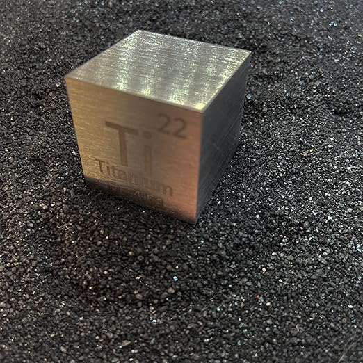 Titanium Cube - Metal Element Cubes - Laser Engraved Density Cube Set for a Periodic Table of Elements Collection - (Titanium, 1 inch)