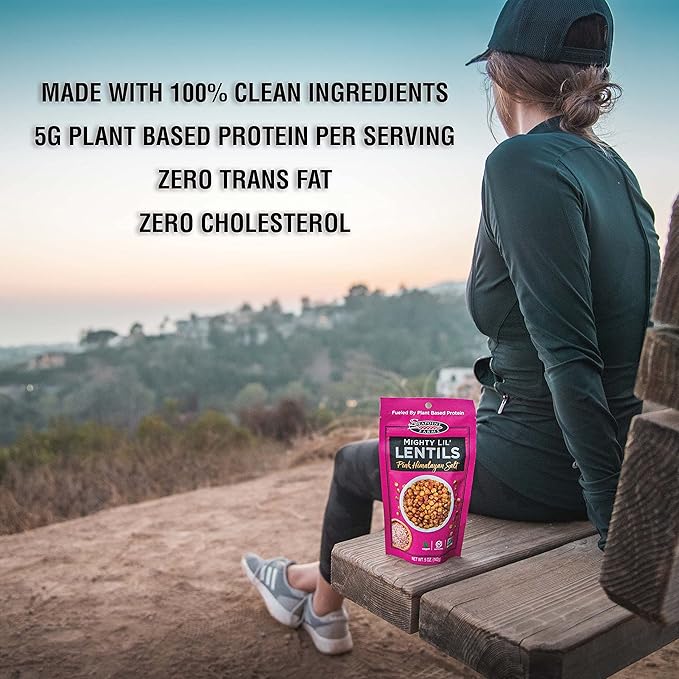 Seapoint Farms Mighty Lil’ Lentils, Pink Himalayan Salt, Plant Based Protein, Vegan, Gluten-Free, Non-GMO, and Kosher Crunchy Snack for Healthy Snacking, 5 oz (Pack of 3)