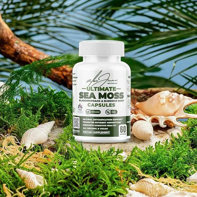 Ultimate Sea Moss Capsules Organic Non-GMO Irish Sea Moss Supplement w/Bladderwrack, Burdock Root & Black Pepper Extract - Thyroid, Immune Boost, Energy and Gut Health Support