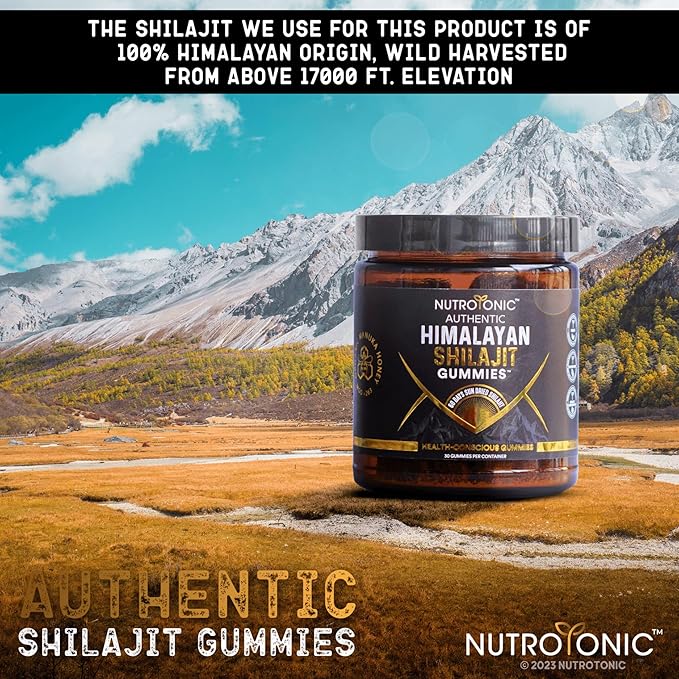 Organic SHILAJIT Gummies by NutroTonic | Cane Sugar Free, Sweetened by Organic Manuka Honey | Clean Formula | Natural Fulvic & Humic Acid | Heart & Brain, Cellular Health | 30 Healthy Gummies (1)