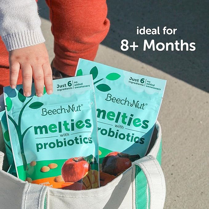 Beech-Nut Probiotic Melties Baby & Toddler Snack Melts, Apple Carrot Mango Yogurt, 1 oz (7 Pack)
