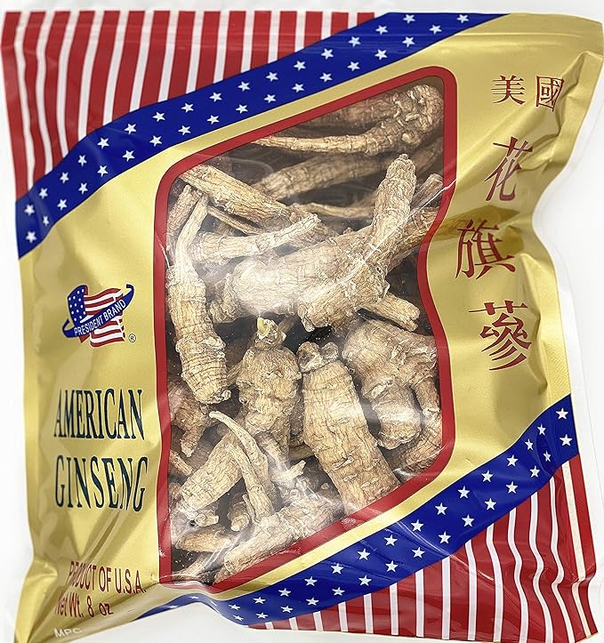 American Ginseng SKU 0200PB-8 |Wisconsin Ginseng Root |Culticate Ginseng Root|总统牌美国花旗参|總統牌美國花旗參|Cultivate Ungraded | 8oz Bag,原枝参 Greenlike