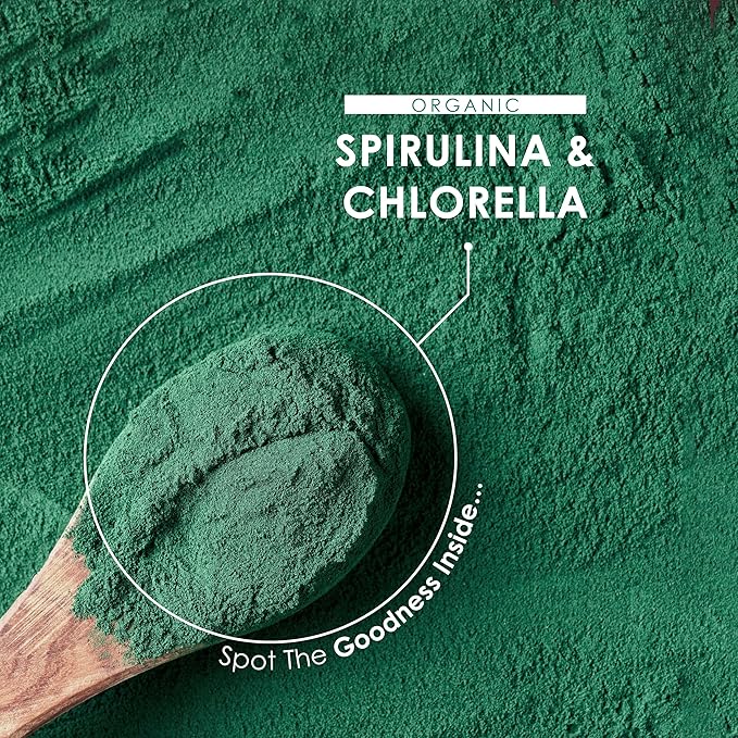 ALPHA01 Organic Spirulina Chlorella Tablets 3000mg – 360 Counts – 50/50 Blend Superfood – No Filler, No Additives, Cracked Cell Wall – Rich in Vegan Protein & Chlorophyll
