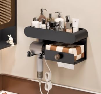 Universal Hair Dryer Holder, Hair Tool Organizer with Shelf for Bathroom, Hair Accessories Organizer for Blow Dryer, Curling Iron, Straightener