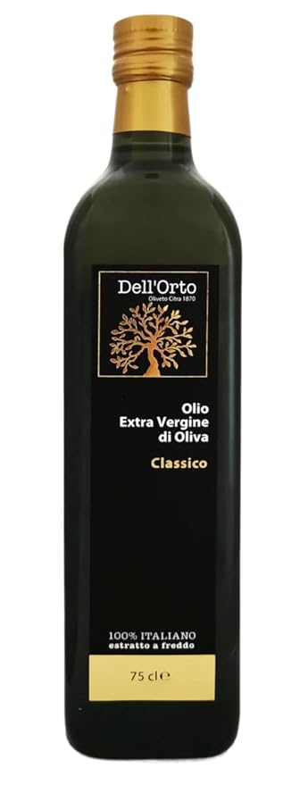 Dell'Orto Classic Ultra Premium Extra Virgin Olive Oil (750ml) | Award-Winning, First Cold Pressed | Low Acidity, Polyphenol Rich Olive Oil | Harvest Date, Campania Family Estate | 25.4 Fl Oz