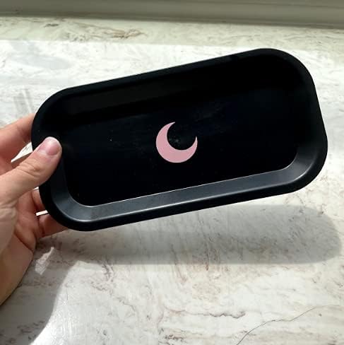 Brando Moon Small Tray - Black Lightweight Plant Based Tray - Made from Plants - Low Carbon Kitchen Tool - Curved Edges and Smooth Surface - Travel Size 8 x 4.1 inches