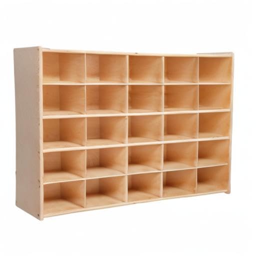 Contender 25 Cubby Birch Plywood Storage Cabinet, Office And Homeschool Organizer For Toys, Books, Art And Craft Supplies, Greengaurd Gold Certified [ Fully Assembled ]