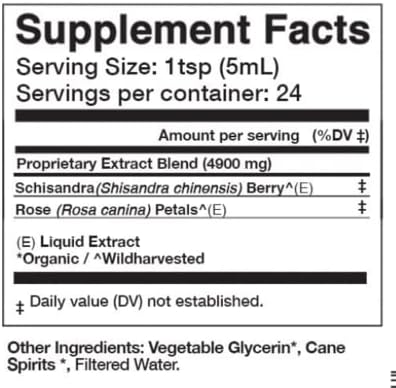 Anima Mundi Apothecary Schisandra Rose Elixir - Liquid Schisandra Berry Adaptogen Supplement with Wildcrafted Rose Petals for Liver and Kidney Support - Anima Mundi Beauty Supplements (4oz / 120ml)