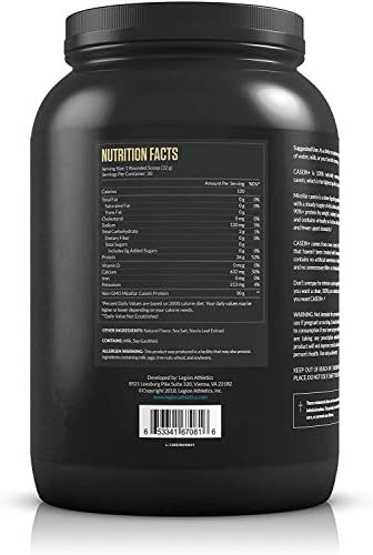 LEGION Casein Protein Powder (French Vanilla) - Slow-Release Micellar Casein Protein Powder - Non-GMO, Gluten-Free & Naturally Sweetened Powder from Grass-Fed Cows (25 Servings)