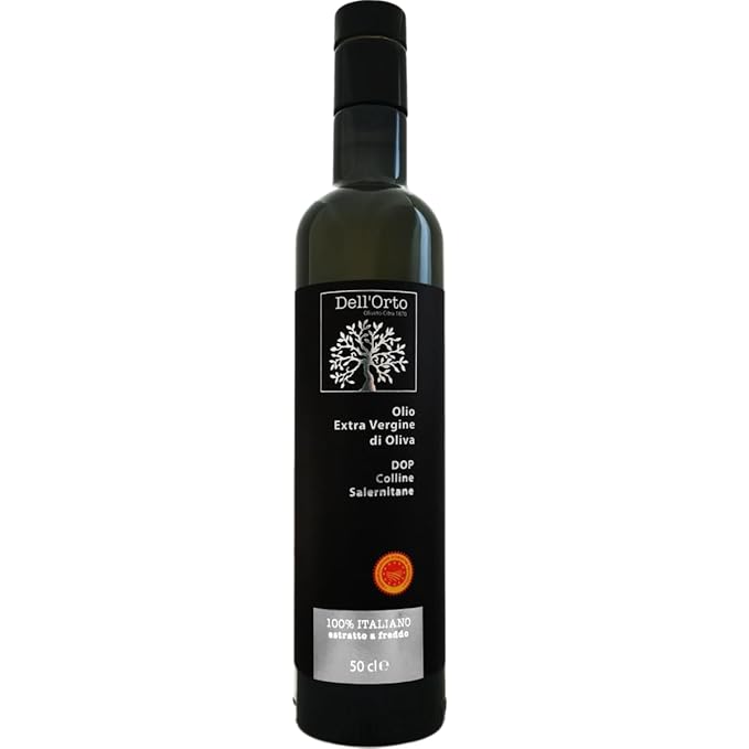 Dell'Orto PDO Colline Salernitane Extra Virgin Olive Oil (500ml) | Protected Designation of Origin | NYIOOC Gold 2025 | Artisan Crafted Cold Pressed Olive Oil, Campania | Harvest Date | 16.9 fl oz