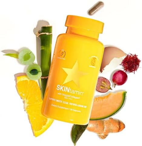 SKINtamin Vegetarian Collagen Pills | Best Collagen Supplements for Women to Support Skin Firmness and Wrinkles | Skin Supplement Formulated to Help Reduce Blemishes