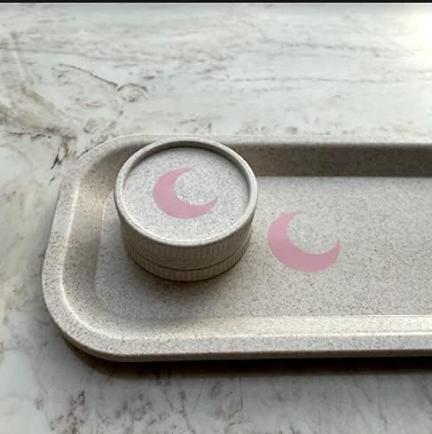 Brando Moon Small Tray - Cream Lightweight Plant Based Tray - Made from Plants - Low Carbon Kitchen Tool - Curved Edges and Smooth Surface - Travel Size 8 x 4.1 inches