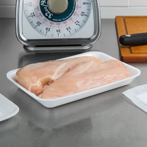 CKF 88102 White Foam Meat Tray, 8.25 x 5.75 x 0.75 Inches, 500/Case, Rectangle, Single Compartment