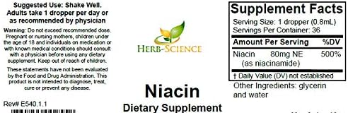 Liquid Vitamin B3 Drops - Cold Processed Niacin Supplement, Supports Tongue & Skin Health - Vegan, Non-Alcoholic and Quality Tested.- 1 Fl. Oz, 36 Servings