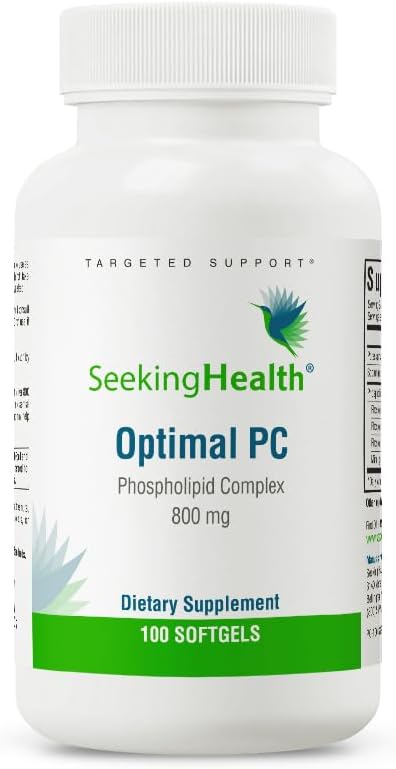 Seeking Health Optimal PC, 800 mcg Blended Phospholipid Complex, Made from Non-GMO Sunflower Lecithin, Supports Healthy Brain Function, Natural Energy Support (100 softgels)