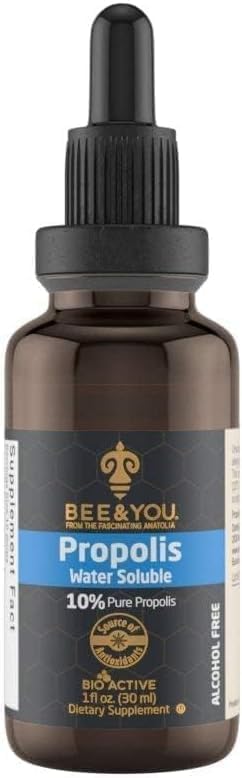 Bee and You 100% Natural Pure Propolis Extract – Water Soluble, Bee Propolis,High Potency, Ultra Pure Immune Support Supplement, Antioxidants, Detox, Gluten-Free, 1 Fl Oz